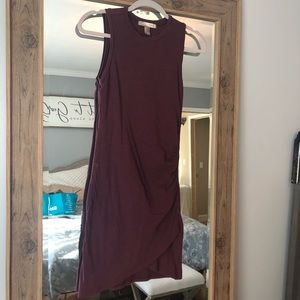 Burgundy crew neck dress